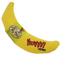 yellow banana catnip toy yeowww