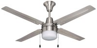 Bala Brushed Chrome Outdoor Ceiling Fan with Frosted Disc Light Kit